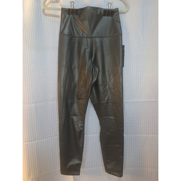 90 Degree By Reflex Pants - 90 Degree By Reflex Gray Leatherette Super Hi Rise Ankle Length Leggings medium